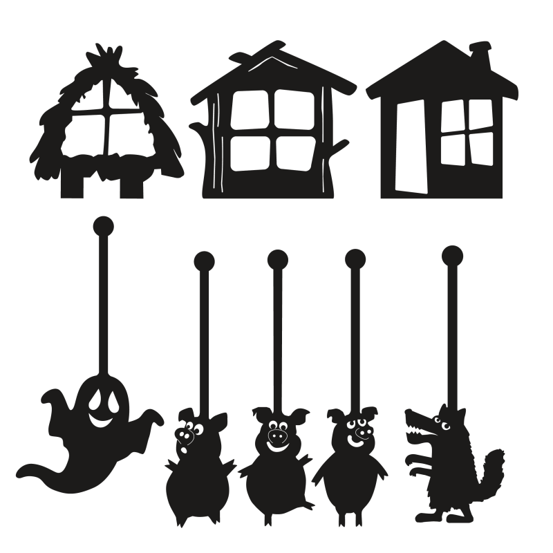 Tři prasátka - sada do stínového divadla