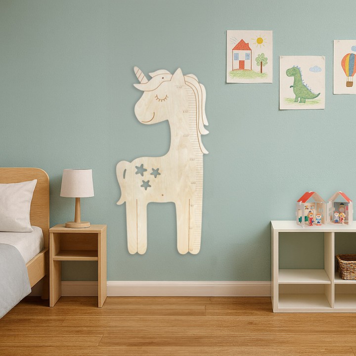 Dřevěný metr na zeď - Jednorožec