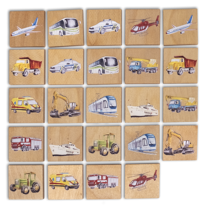 Dřevěné pexeso - dopravní prostředky